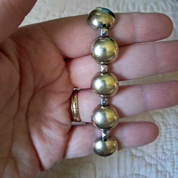 Vintage 14kt over Sterling Silver Symmetalic Half Sphere Bubble Bracelet - Picture 6 of 13